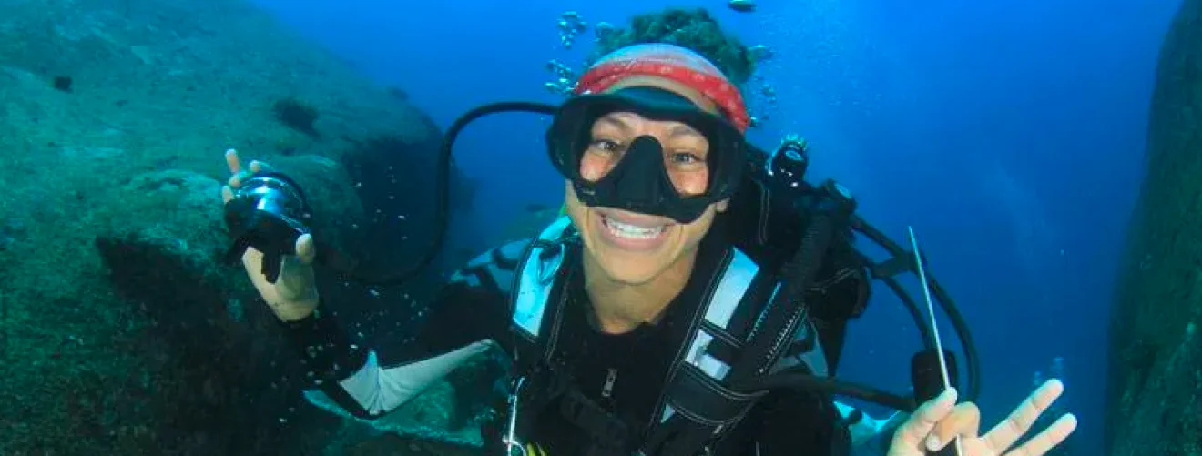 portrait scuba diver underwater